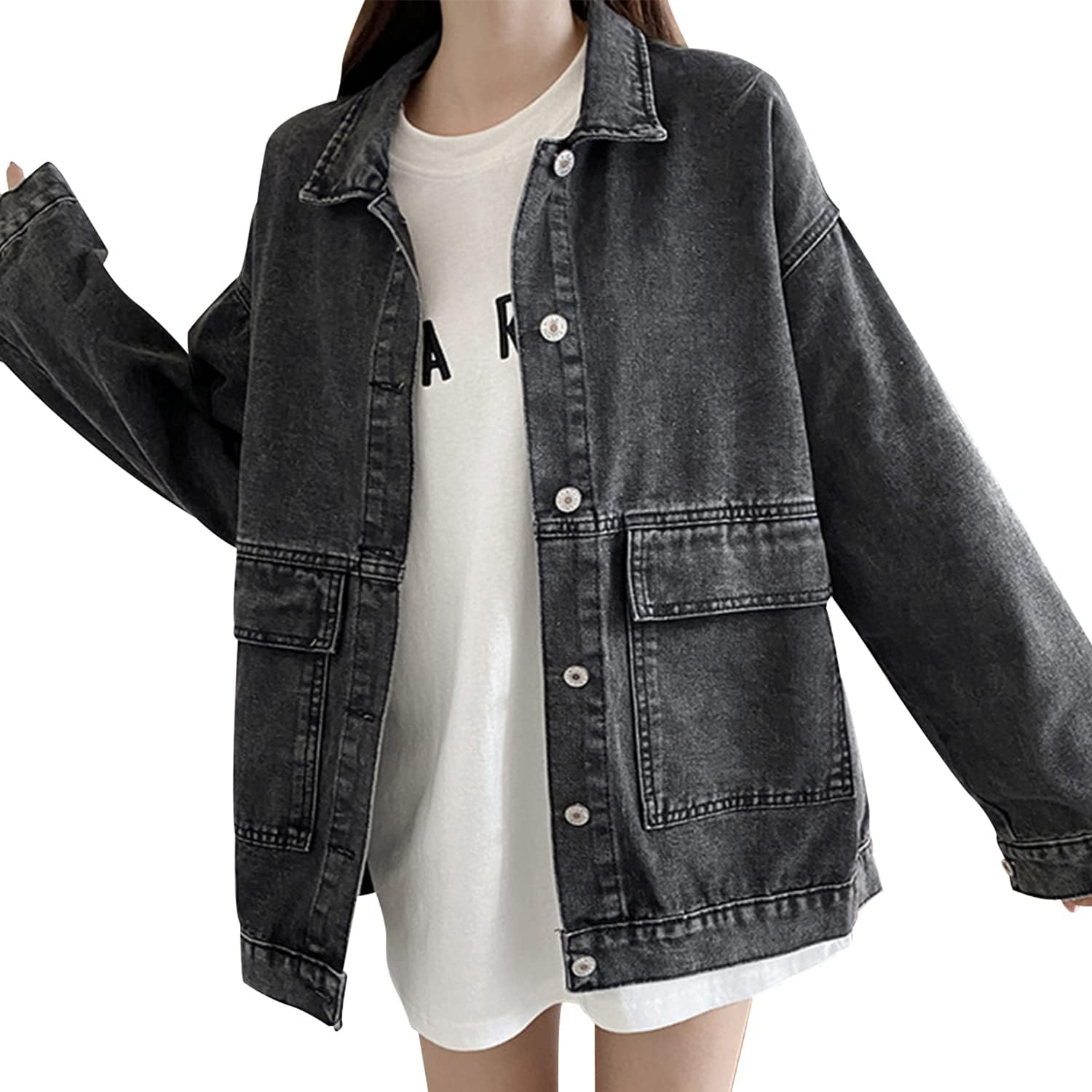 Amazon | [Missmo] デニムジャケット レディース ゆったり コート デニム おしゃれ トップス アウター ジャケット ジージャン  ｇジャン 大きいサイズ お出かけ カジュアル 春秋 | コート・ジャケット 通販